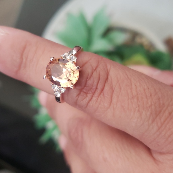 Sparkling Cubic Zirconia Rose Gold Ring - Picture 2 of 5